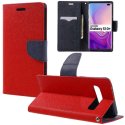 CUSTODIA per SAMSUNG GALAXY S10 PLUS (SM-G975) - FLIP ORIZZONTALE CON STAND, INTERNO IN TPU SILICONE E PORTA CARTE COLORE ROSSO