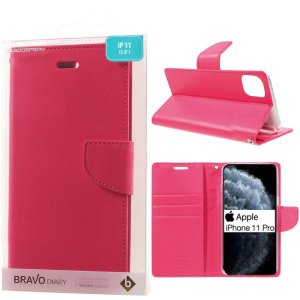 CUSTODIA per APPLE IPHONE 11 PRO (5.8") - FLIP ORIZZONTALE SIMILPELLE CON INTERNO IN TPU E STAND FUCSIA BRAVO MERCURY BLISTER