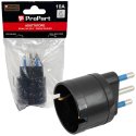 ADATTATORE TRIPOLARE CON SPINA 10A 2P+T E PRESA SCHUKO 10A 2P+T COLORE NERO PES1006-BKP PROPART
