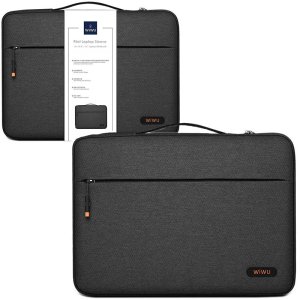 BORSA UNIVERSALE IN TESSUTO WATERPROOF per LAPTOP FINO A 16" CON TASCA FRONTALE, CHIUSURA CON ZIP E MANIGLIA NERO WIWU