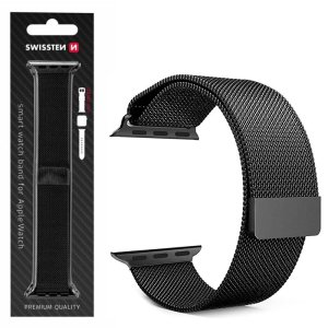 CINTURINO DA POLSO IN ACCIAIO PER APPLE WATCH DA 38MM e 41MM MAGLIA MILANO CON CHIUSURA MAGNETICA COLORE NERO 46000201 SWISSTEN