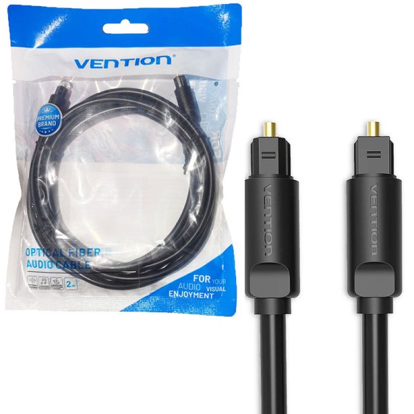 CAVO AUDIO IN FIBRA OTTICA TOSLINK DA CONNETTORE TIPO A MASCHIO a TIPO A MASCHIO LUNGHEZZA 2 MT NERO BAEBH VENTION