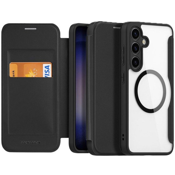 CUSTODIA per SAMSUNG GALAXY S24 (SM-S921) FLIP ORIZZONTALE con CHIUSURA MAGNETICA - COMPATIBILE CON RICARICA MAGSAFE NERO