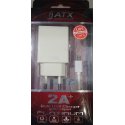 TRAVEL CASA 2000 mAh CON DOPPIA PORTA USB + CAVO MICRO USB LUNGHEZZA 1 MT HUAWEI U8650 SONIC COLORE BIANCO
