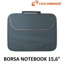 BORSA PER NOTEBOOK FINO A 15,6" CON TASCA ESTERNA, TRACOLLA REGOLABILE E CHIUSURA A ZIP - GRIGIO SCURO NH-1001-DGY TECHMADE