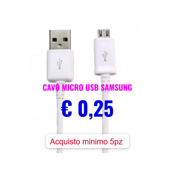 CAVO MICRO USB SAMSUNG ECB-DU4AWE - LUNGHEZZA 1 MT COLORE BIANCO BULK