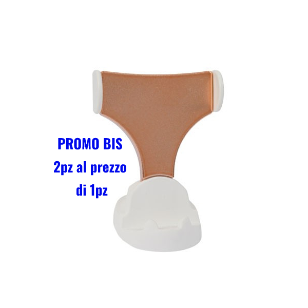 PROMO BIS 2pz al prezzo di 1pz!ESPOSITORE PVC x CELLULARI SMARTPHONE APERTURA ALETTE MOBILI DA 6 CM A 10,4 CM BIANCO E RAME