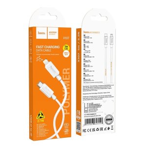 CAVO LIGHTNING / TYPE-C PD 27W (NO MFI) - LUNGHEZZA 1 MT COLORE BIANCO HOCO X107