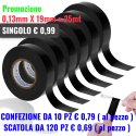 Promo in Quantità!NASTRO ISOLANTE IN PVC 0,13mm X 19mm LUNGHEZZA 25 Mt. COLORE NERO 600113NE POLIPLAST