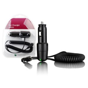 CARICATORE AUTO 700mAh CON CONNETTORE MICRO USB - CAVO A SPIRALE COLORE NERO AN300 SONY-ERICSSON ORIGINALE IN BLISTER