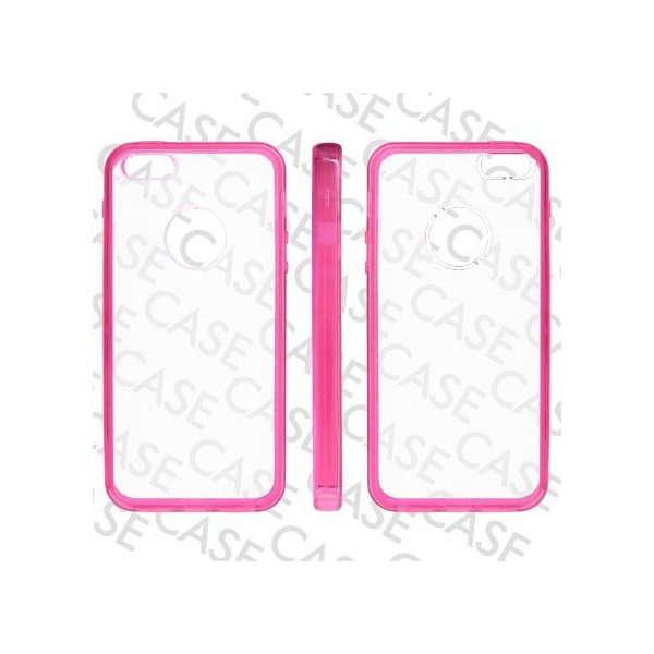 CUSTODIA per APPLE IPHONE SE, IPHONE 5S, IPHONE 5 - BACK RIGIDA TRASPARENTE CON CORNICE COLORE ROSA CUSTODIA per APPLE IPHONE SE, IPHONE 5S, IPHONE 5 - BACK RIGIDA TRASPARENTE CON CORNICE COLORE ROSA