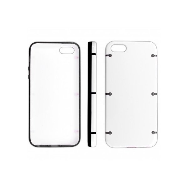 CUSTODIA per APPLE IPHONE SE, IPHONE 5S, IPHONE 5 - BACK RIGIDA COLORE BIANCO CON CORNICE NERA E BIANCA CUSTODIA per APPLE IPHONE SE, IPHONE 5S, IPHONE 5 - BACK RIGIDA COLORE BIANCO CON CORNICE NERA E BIANCA